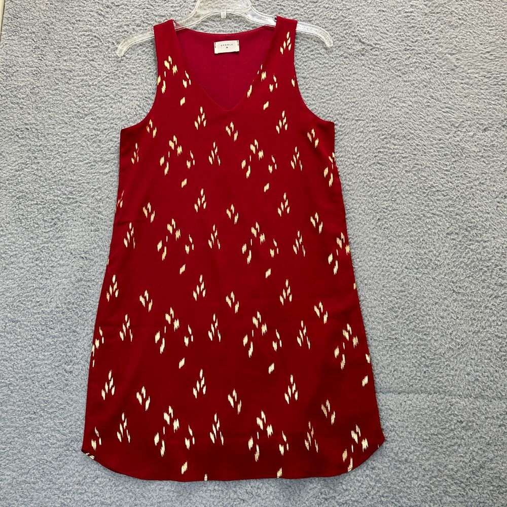 Everly Dress Womens Small Burgundy Mini Sheath Gold Fleck V‎ Neck Lined
